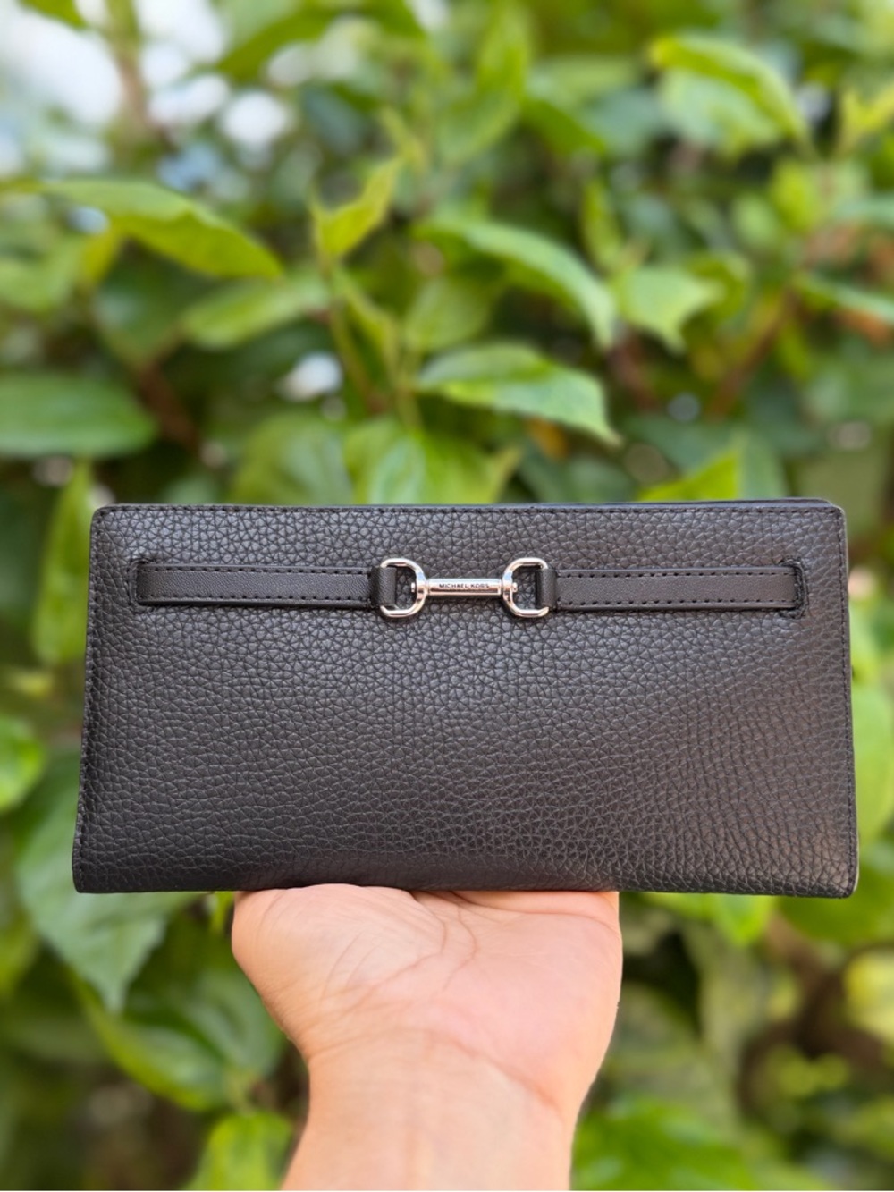 Michael Kors Jet Set Carson LG BifoLd Wallet Black/Silver